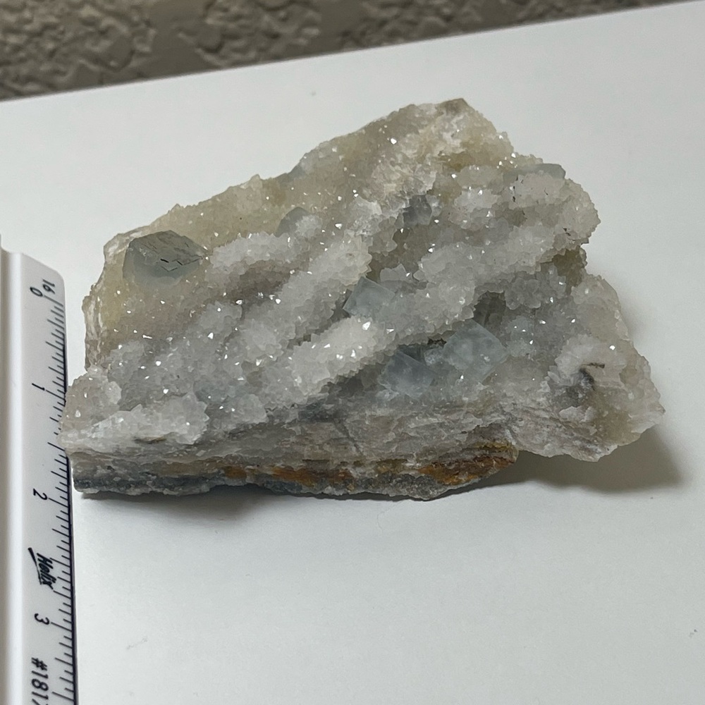 Cubic fluorite on Druze Quartz 💛HP💛 - Picture 14 of 16